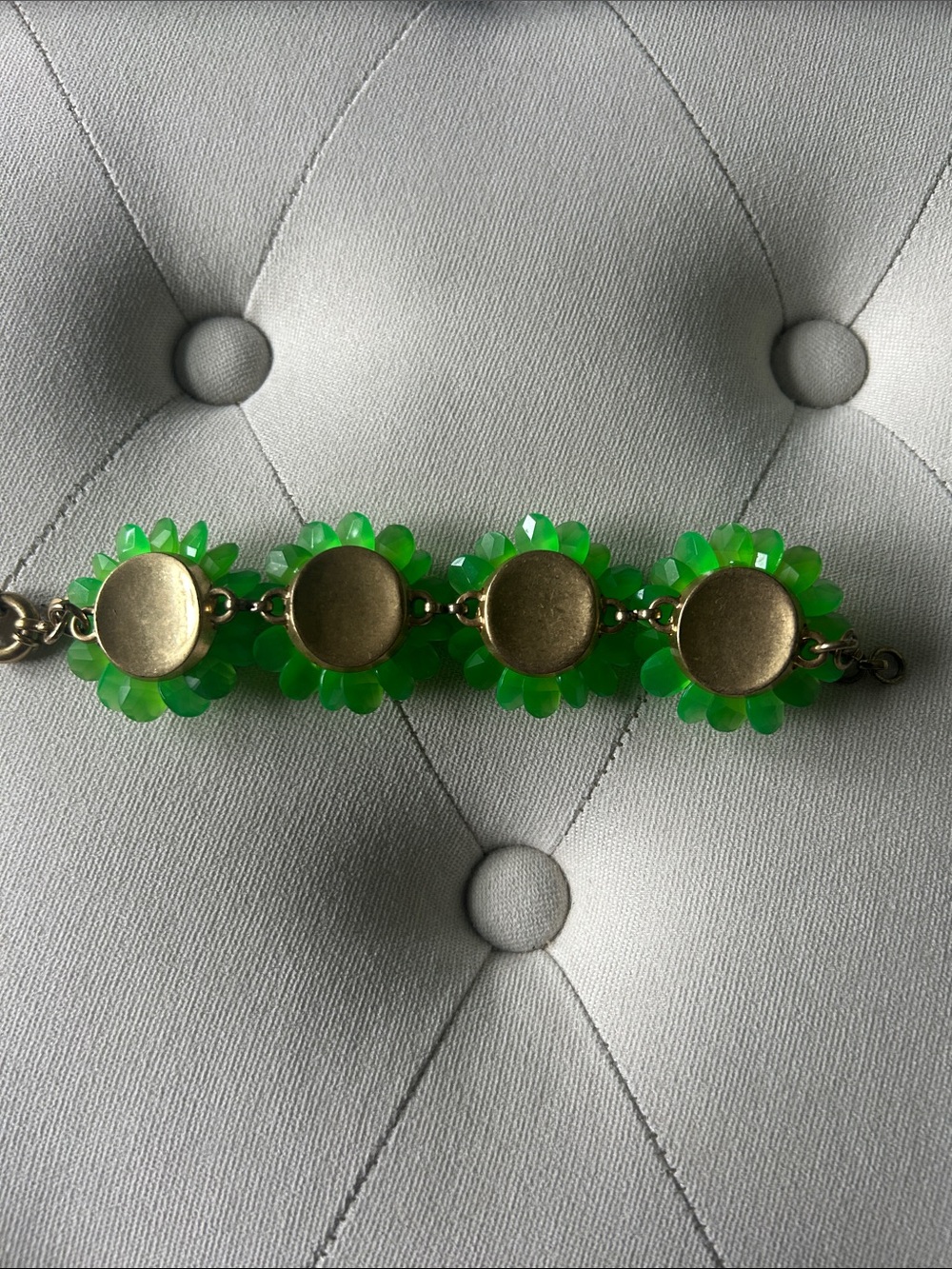 JCrew Green Floral Crystal Statement Bracelet - Picture 5 of 7